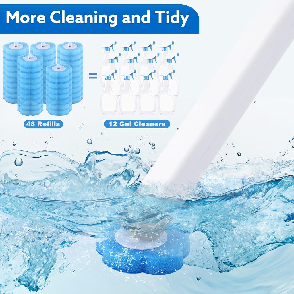 wlich Disposable Toilet Brush Set With 48 Refills, Wall-Mount Holder