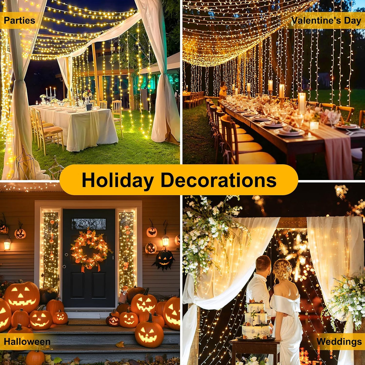 2-Pack Total 136FT 400LED Connectable String Lights Indoor Outdoor Clear Wire, Warm White Christmas Tree Lights Waterproof with 8 Modes & Timer, Twinkle Lights for Xmas Tree Decorations