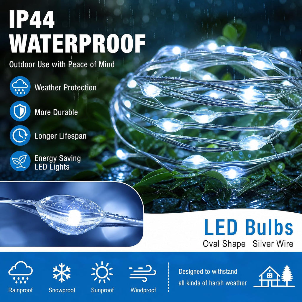 Dazzle Bright Color Changing Fairy Lights Battery Operated, 2 Pack Total 40FT 120LED Silver Copper Wire RGB String Lights with Remote, Waterproof Halloween Decorations for Indoor Outdoor Party Decor