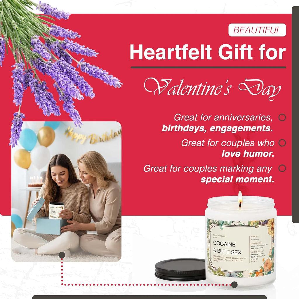 Funny Candle Gifts for Women, Men- Birthday Gift for Best Friends, Her, Him, Girlfriend, Sister, Plant Lover- Unique Christmas & Valentines Day Present - Lavender Candles (But Sex)