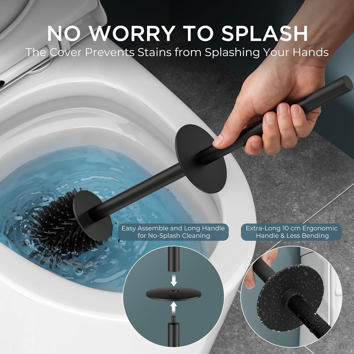 FORIOUS Stainless Steel Toilet Bowl Brush Scrubber and Holder Set Medium