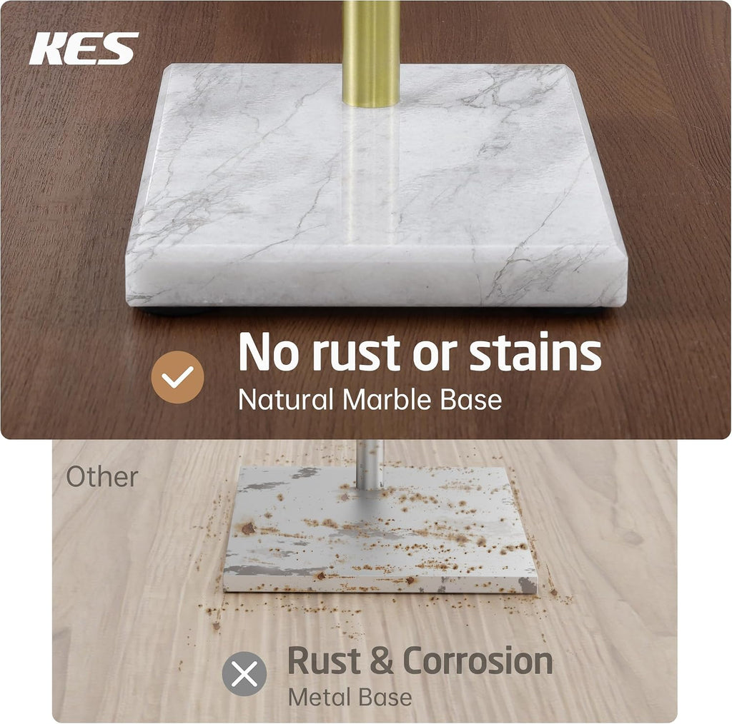 KES Freestanding Toilet Paper Holder, Brushed Gold, Marble Base, SUS304