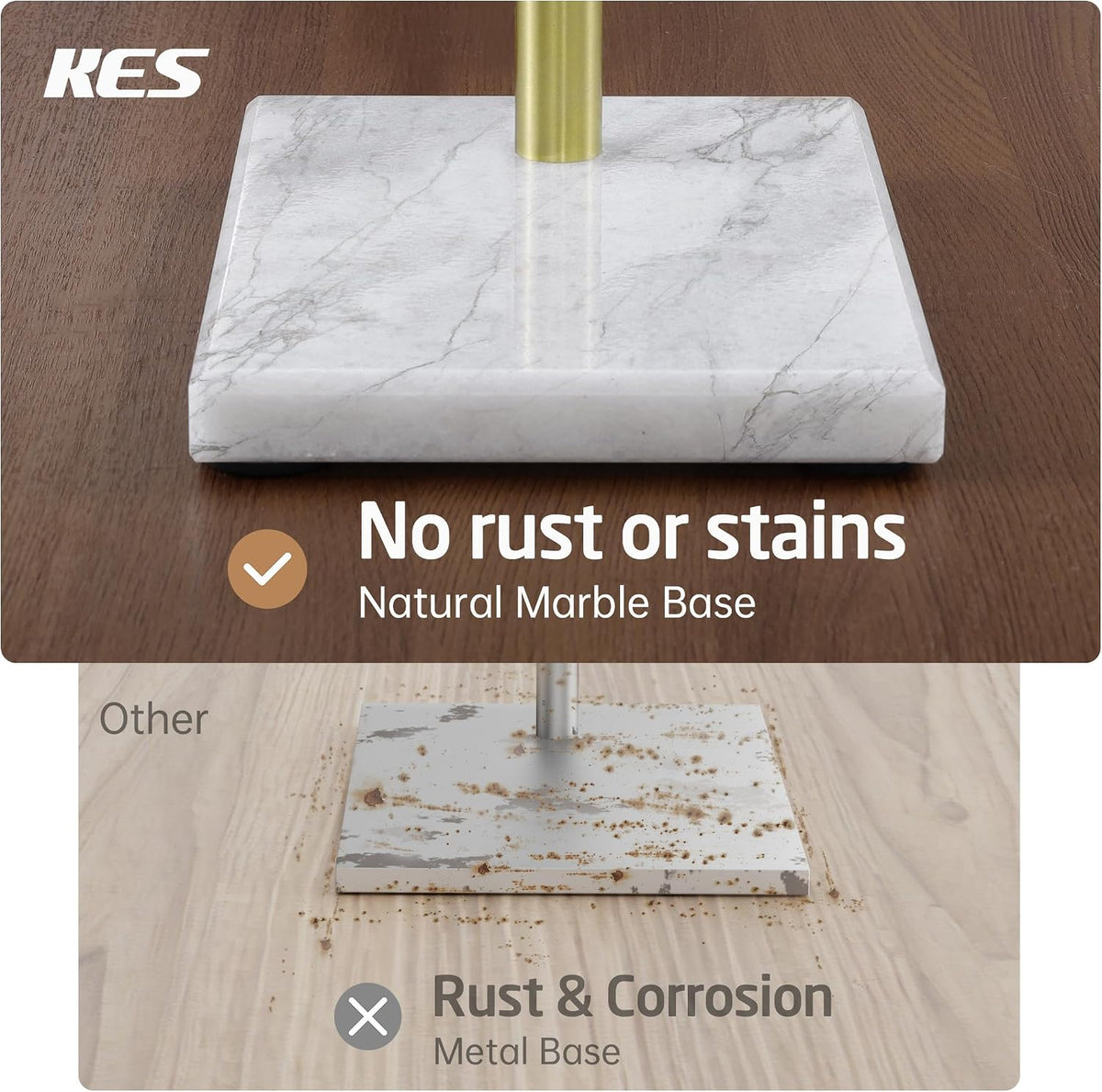 KES Freestanding Toilet Paper Holder, Brushed Gold, Marble Base, SUS304