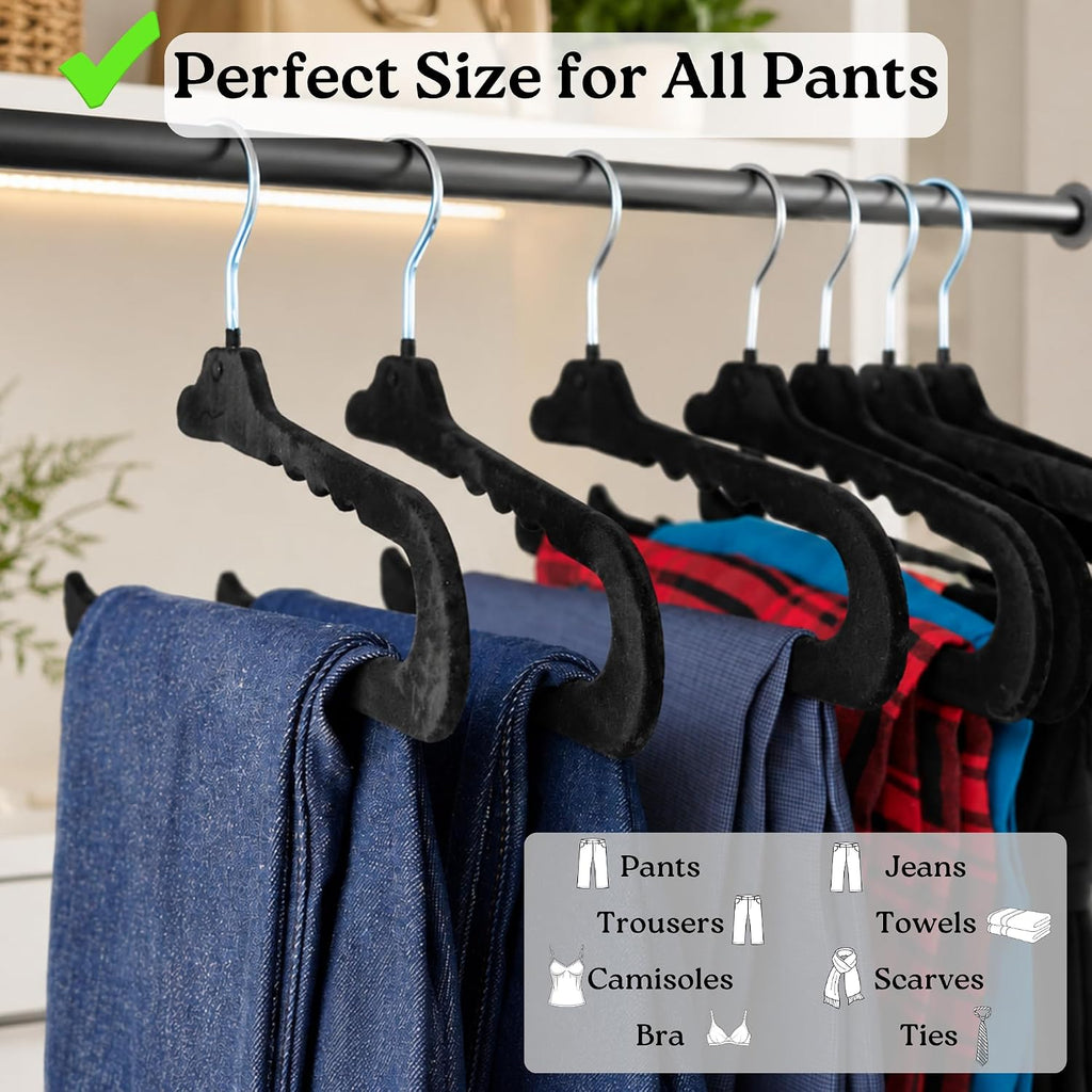 ZAKUTO Velvet Pants Hangers 50 Pack, Open Ended, Short Neck, Jean Hangers