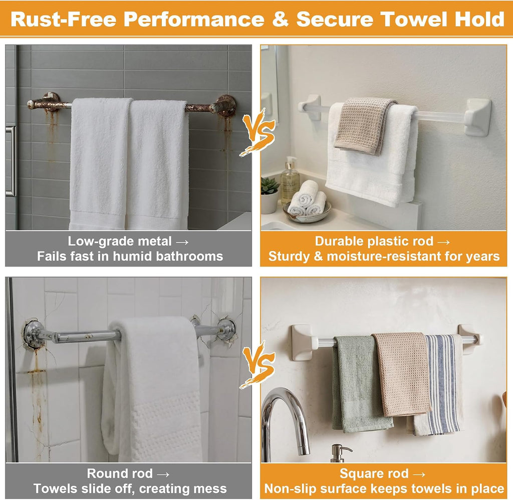 2 Pack 24 Inch Clear Bathroom Towel Bar Replacement Rod for Ceramic Holder