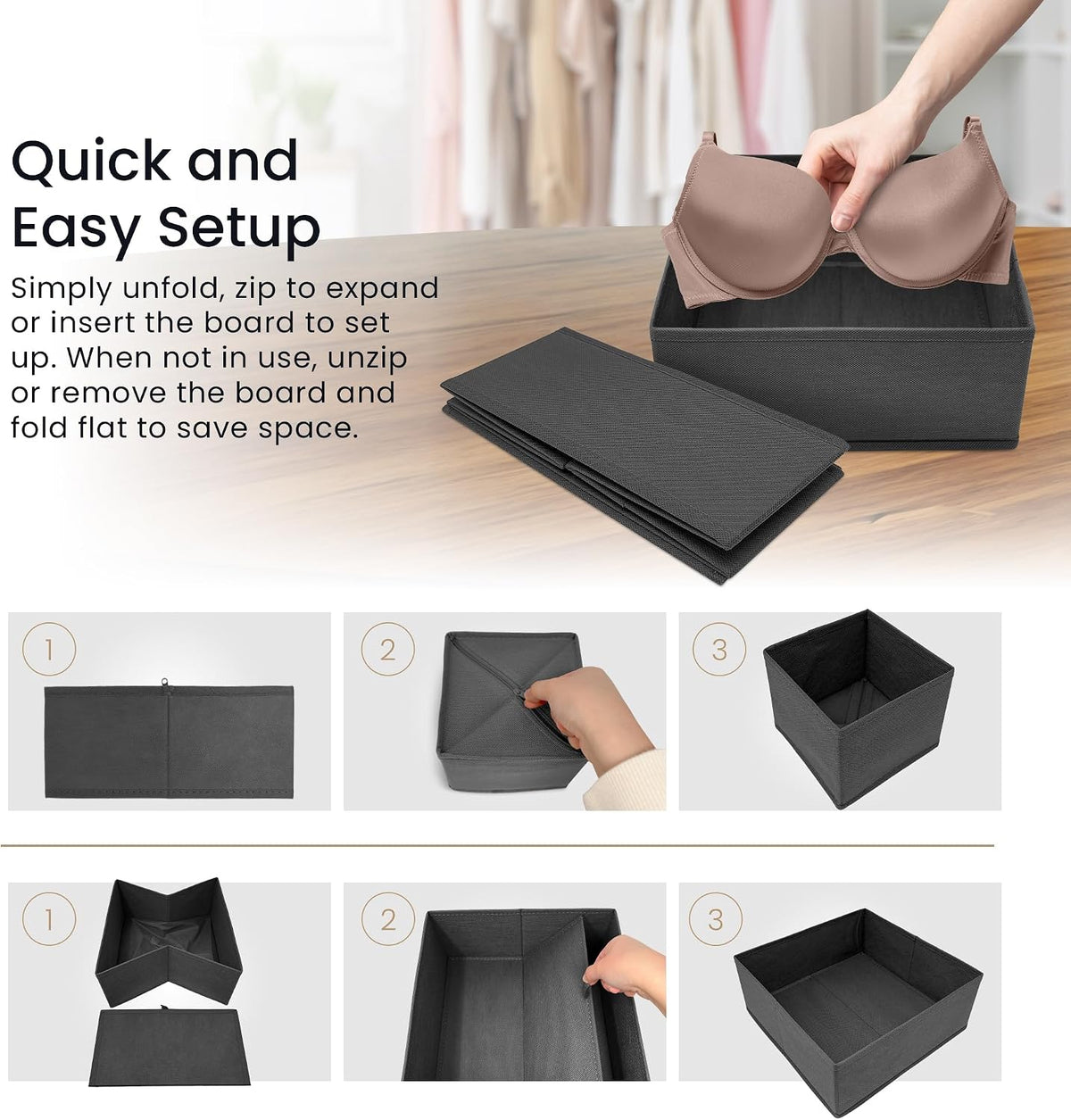 Reli. Drawer Organizers Clothes 14 Pack | Foldable Dresser Drawer Organizer