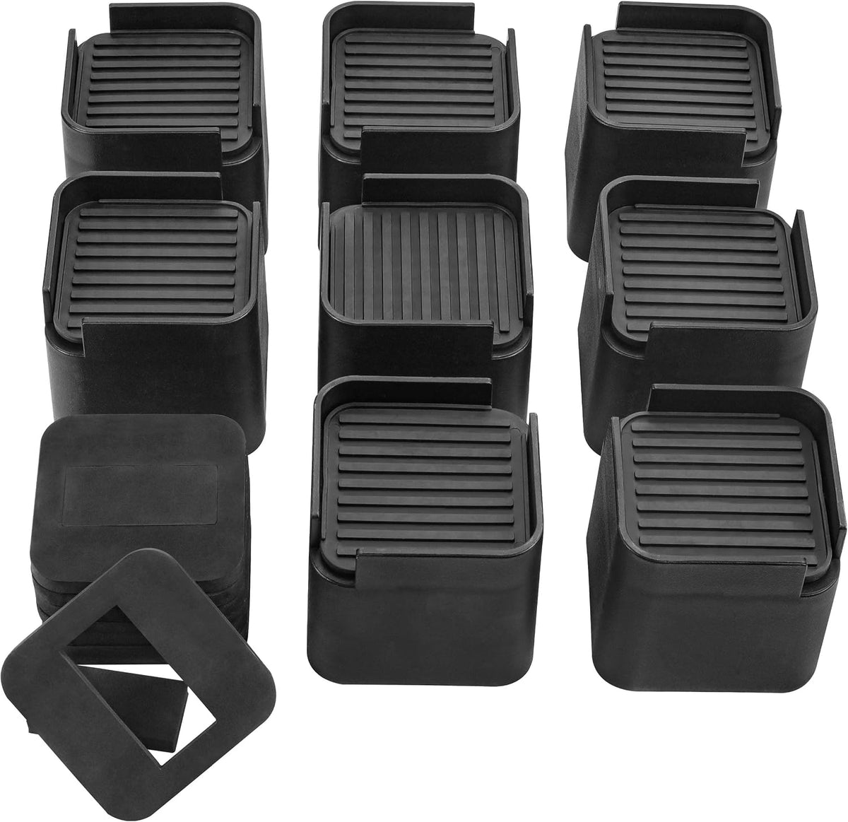 BTSD-home 3 or 4 Inch Bed Risers for Furniture Wheels, Black, 4 Pack