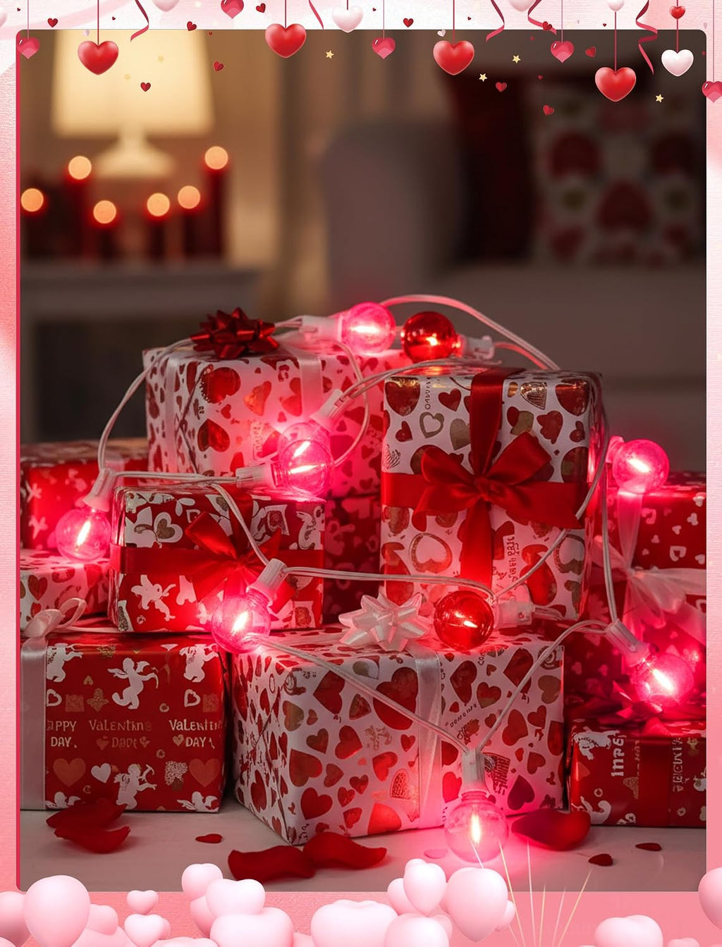 25 Pack G40 LED Red and Pink Replacement Light Bulbs, Shatterproof G40 LED Globe Lights Bulbs for Outdoor Patio String Lights Valentine's Day Party Christmas Decor, E12 C7 Candelabra Base, 2700K
