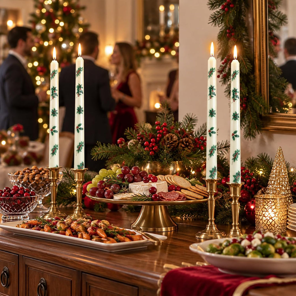 6 Pack Christmas Taper Candles, 10 Inch Unscented Candle Sticks