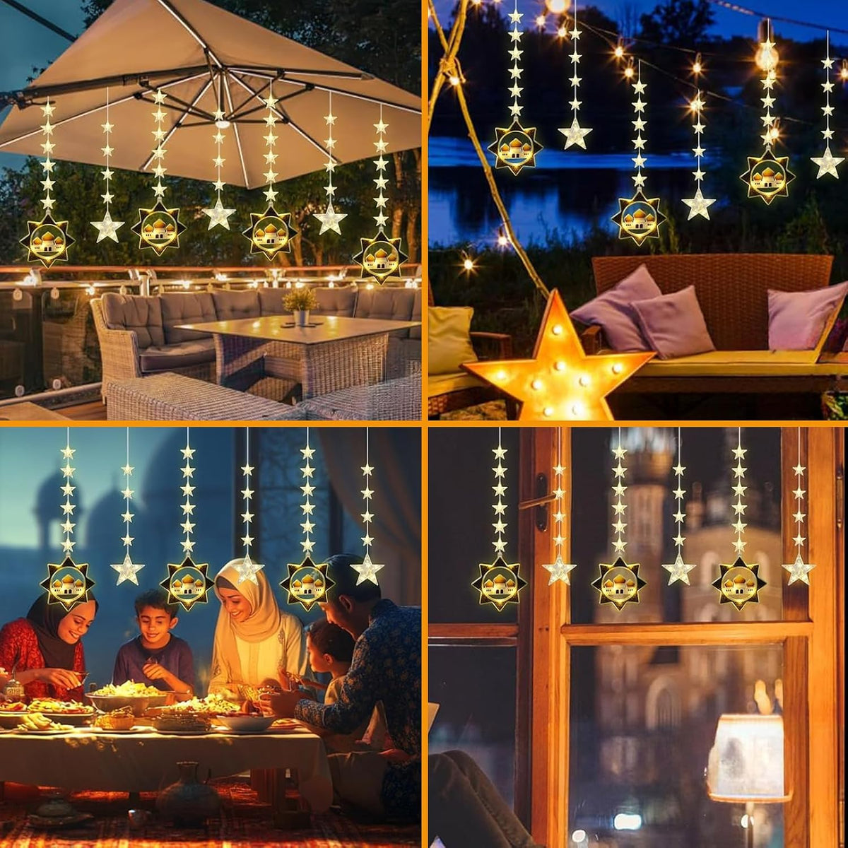 Vigdur Star Curtain Lights, 10FT 120 LEDs Ramadan Fairy Lights with Remote