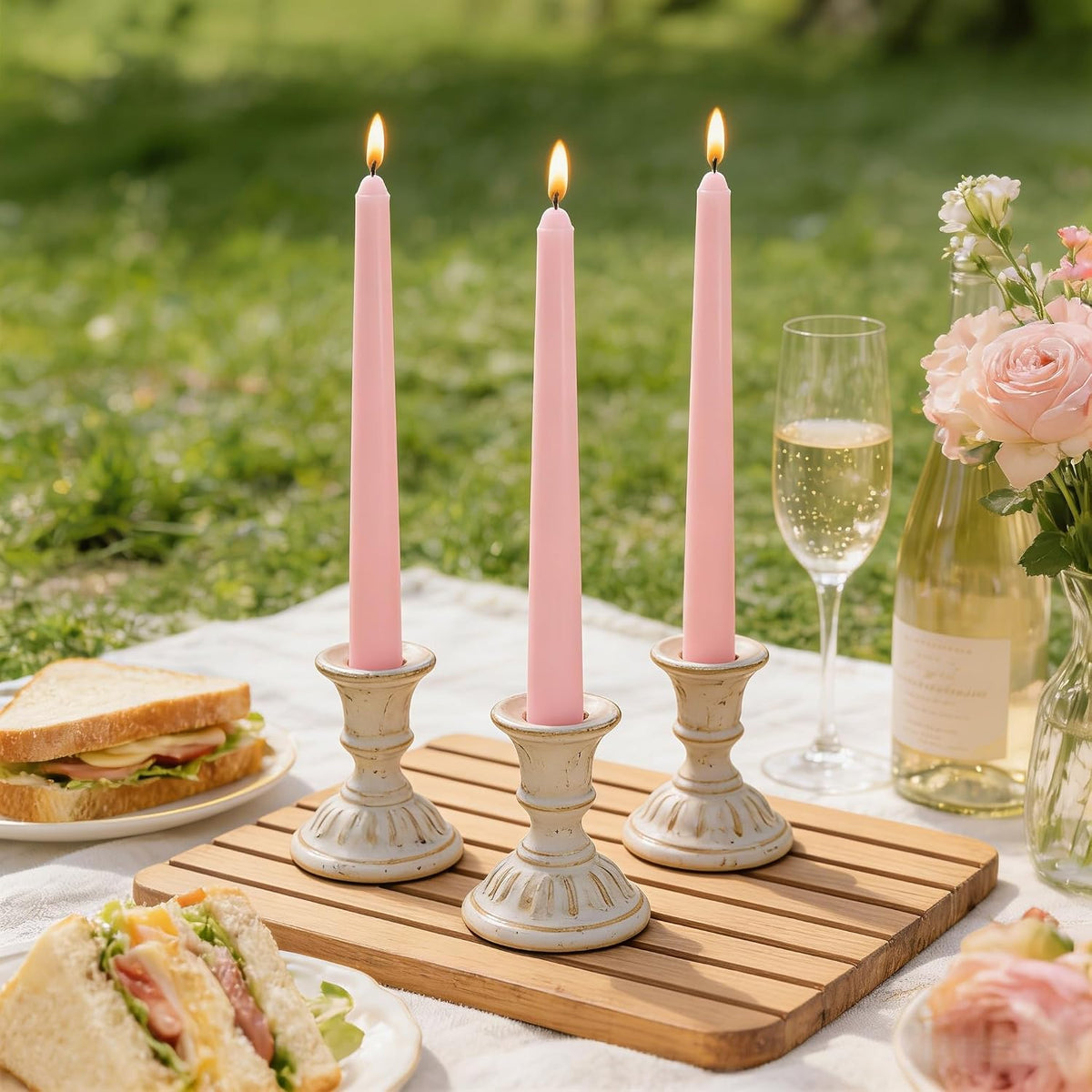 Baby Pink Elegant Taper Candles for Romantic Home Décor and Events