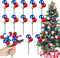 Syhood 12 Sets 7.9 Inch Red White Blue Veterans Day Ball Picks and Sprays