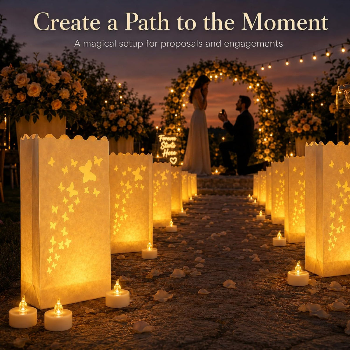 AceList 50 Butterfly Luminary Bags with 50 Flameless LED Tea Lights