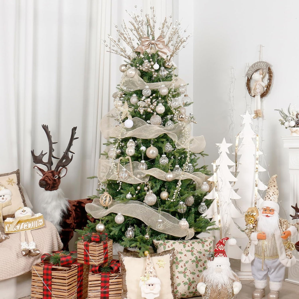 30PCS Champagne Clear Christmas Ball Ornaments Set for Xmas Tree Decoration