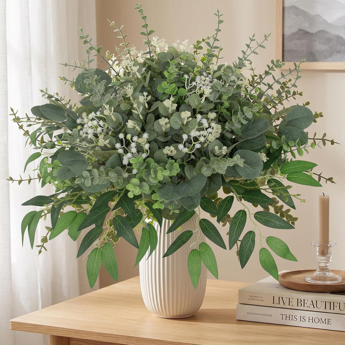 Hananona 270 Pcs Mixed Eucalyptus Leaves Stems Artificial Greenery Bulk