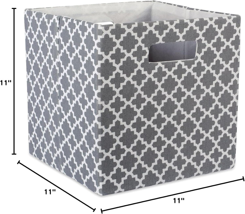 DII Hard Sided Collapsible Fabric Storage Container for Nursery, Offices, & Home Organization, (11x11x11) - Lattice Gray