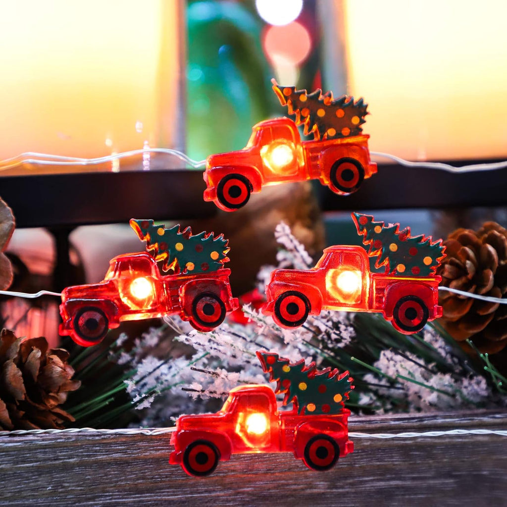 Impress Life Christmas Tree Farmhouse Truck String Lights with Remote