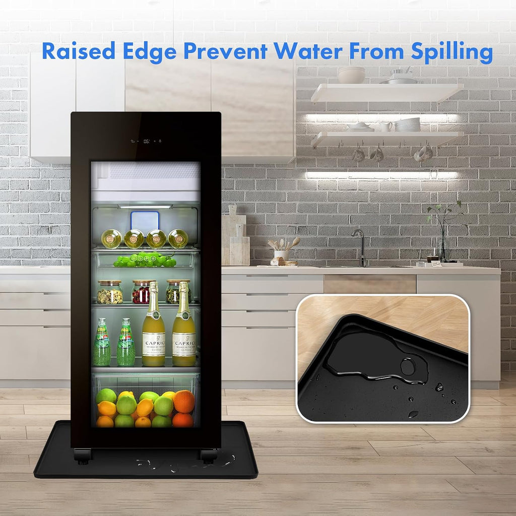 Mini Fridge Silicone Mat with Raised Edge, 25.6''x23.6'' Under Refrigerator Mat, Mini Fridge Drip Pan Prevent Water Leakage and Floor Damage, Leakproof Mat for Under Small Fridge Refrigerator Freezer