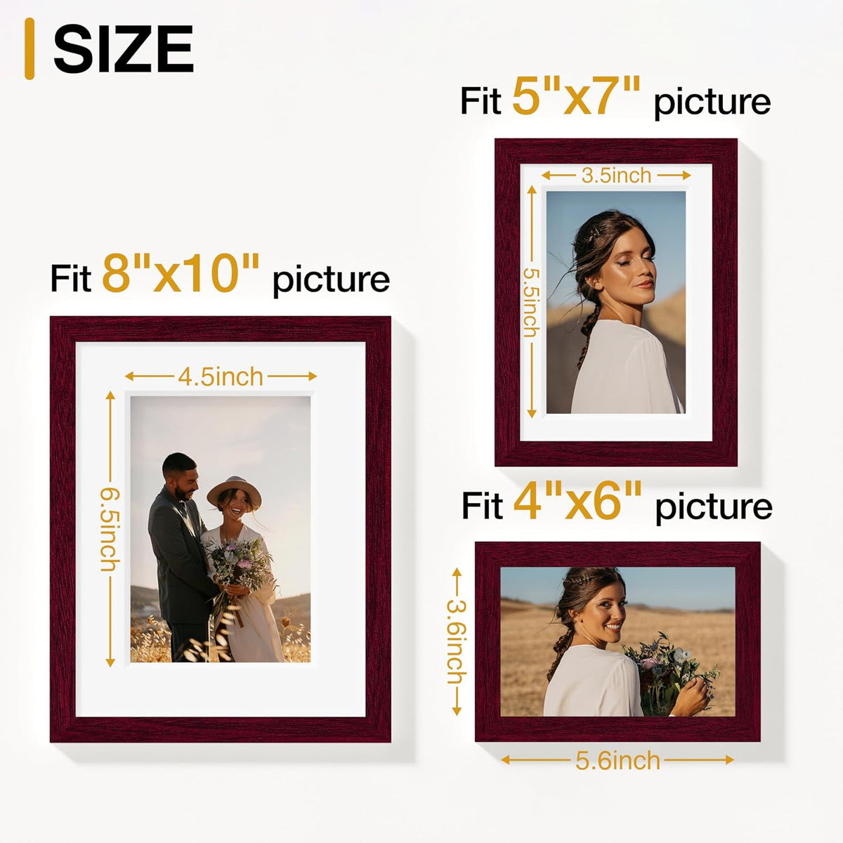Vittanly 10 Pack Picture Frames Collage Wall Decor, Cherry Red