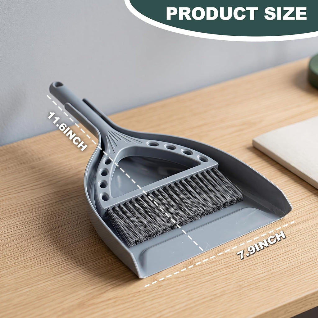 Mini Broom and Dustpan Set Small Hand Broom with Dust Pan and Brush Gray