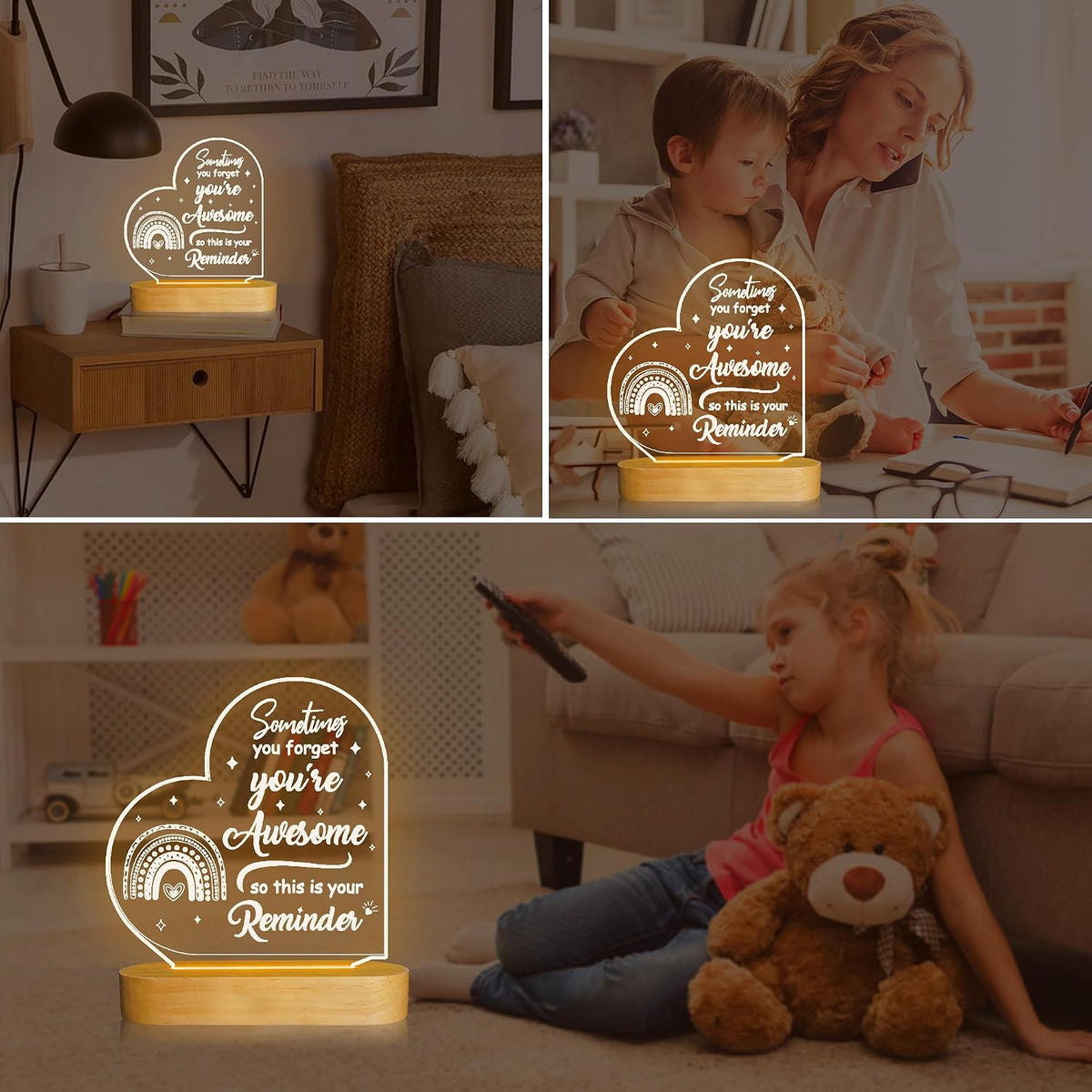 Attivolife You' re Awesome Inspirational Gift for Women, LED Night Lamp Friendship Gifts for Women - Sisterhood, Thank You Gift Galentines Day Gifts for Friends