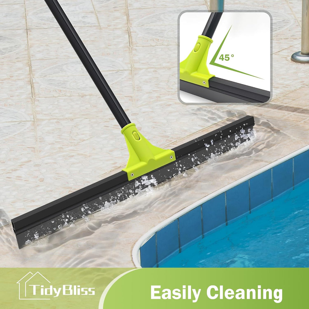 TidyBliss 24” Wide Floor Squeegee Broom Heavy Duty with 62” Long Handle