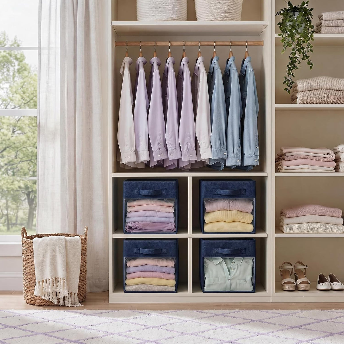 ShellKingdom Storage Bins, Foldable Fabric Storage Cubes with Clear Window