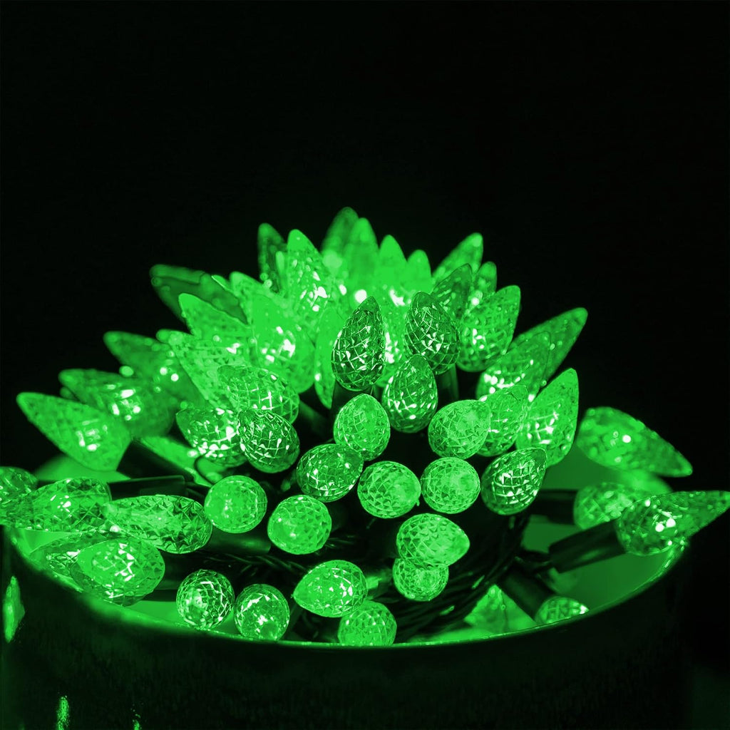 Dazzle Bright C6 Green Christmas Lights, 100 LED 33 FT Outdoor Christmas Lights Waterproof Plug in with 8 Modes for Indoor Xmas Tree Decorations