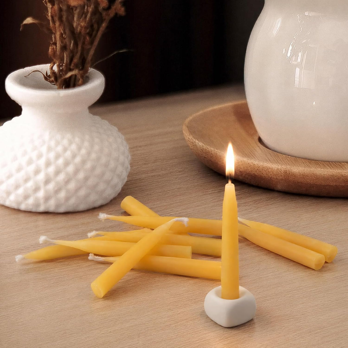 Natural Beeswax Candles 10 Pack, 20 Minutes Burning Mini Candles