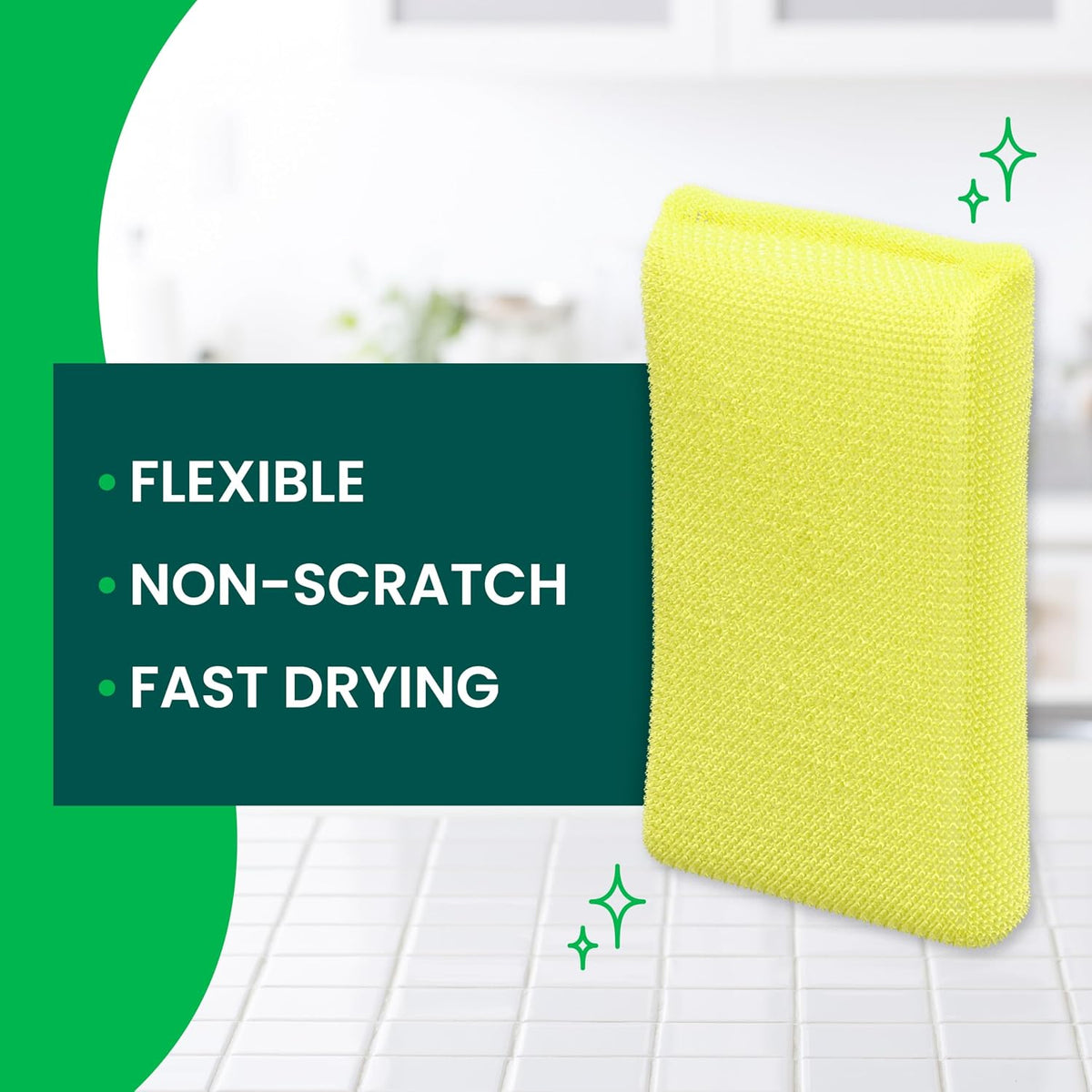 Scotch-Brite Dobie Non-Scratch All-Purpose Scrub Pads, 12 Total Pads (4 Packs of 3), Reusable Scouring Sponges for Kitchen & Bathroom, Safe on Non-Stick Cookware