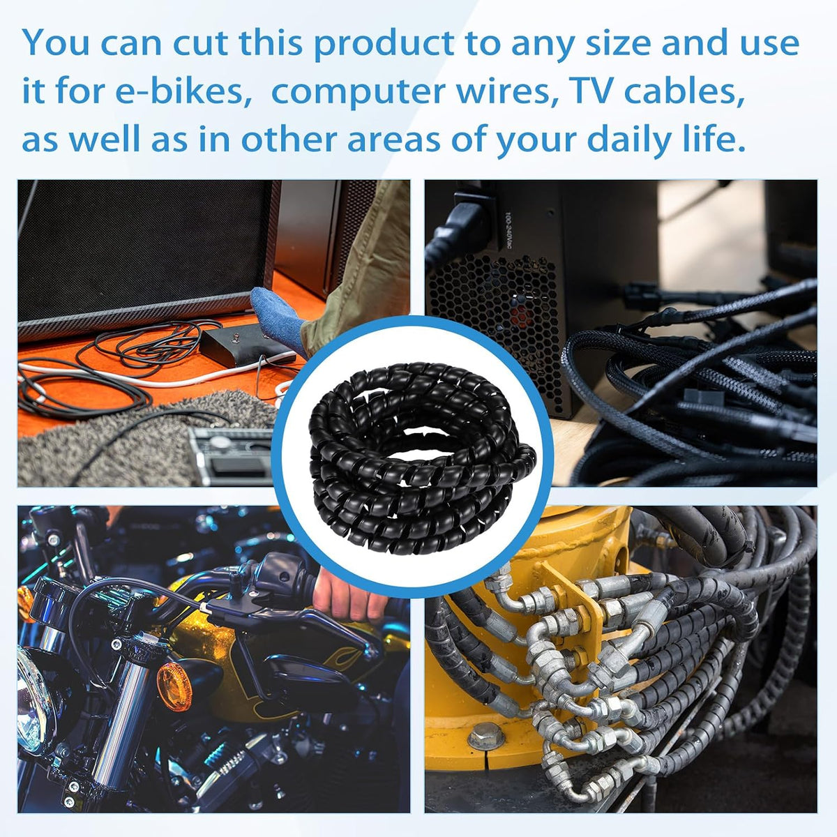 Flutesan 5 Pcs Dog and Cat Cord Protector 10 mm, 24.6 ft, Black