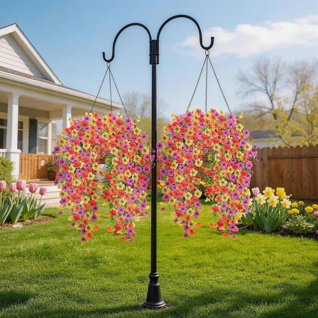 Artificial Hanging Flowers for Outdoors, 6PCS Faux Silk Artificial Flowers for Outdoors, UV Resistant Fake Flowers, No Fade Trailing Greenery, Decor for Home Porch Patio Balcony Garden Yard