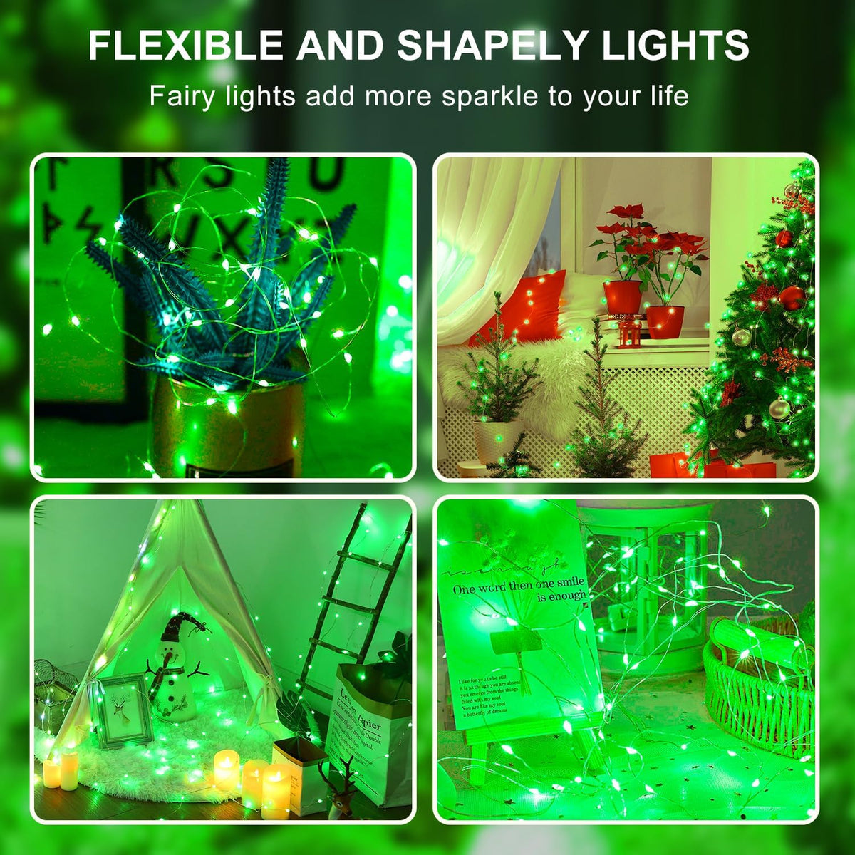 Aogist 12 Pack Green Fairy Lights 7ft 20 LED Waterproof String Light