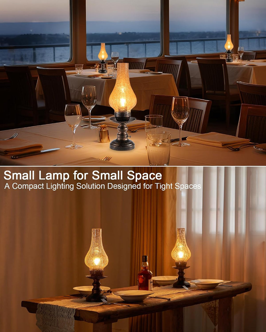 UMEXUS Vintage Rechargeable Cordless Table Lamp, Small Battery Powered Lamp