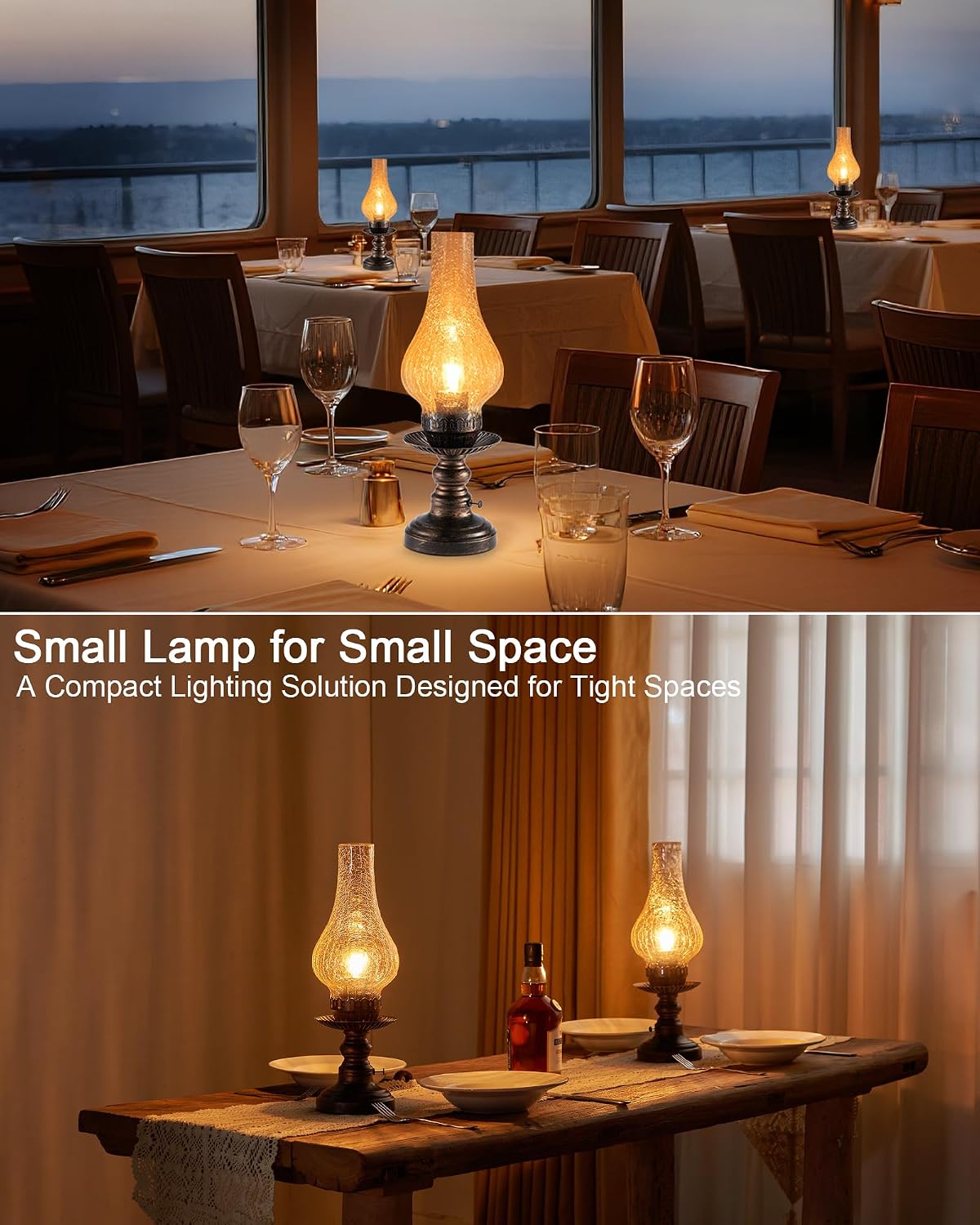 UMEXUS Vintage Rechargeable Cordless Table Lamp, Small Battery Powered Lamp