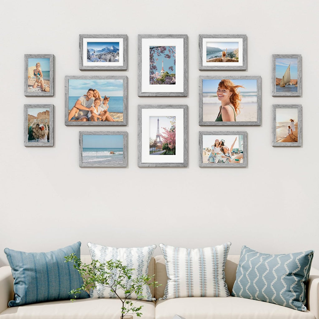 Vittanly 12 Pack Picture Frames Collage Wall Decor, Grey