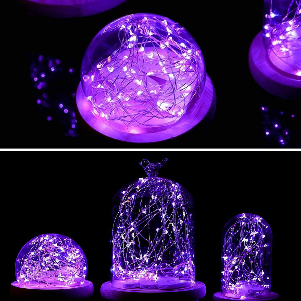 VOOKRY 8 Pack 30 Led Fairy Lights Battery Operated String Lights - 10 ft Purple Waterproof Silver Wire Starry Firefly Moon Lights for DIY Wedding Party Table Centerpieces Bedroom Halloween Christmas