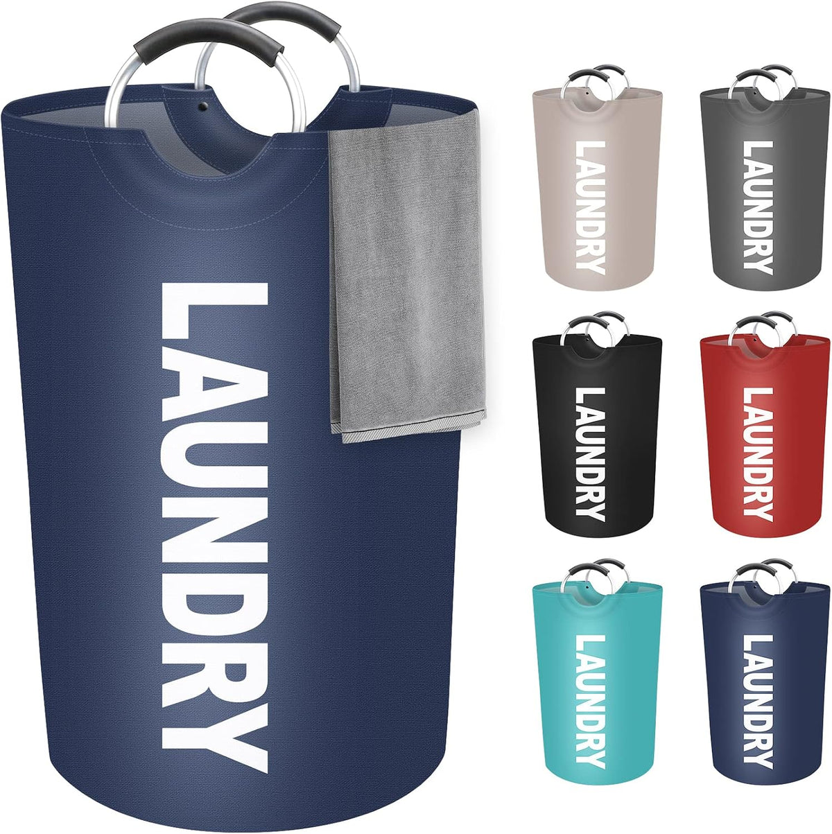 115L Large Laundry Basket, Dirty Clothes Waterproof Laundry Hamper, Blue