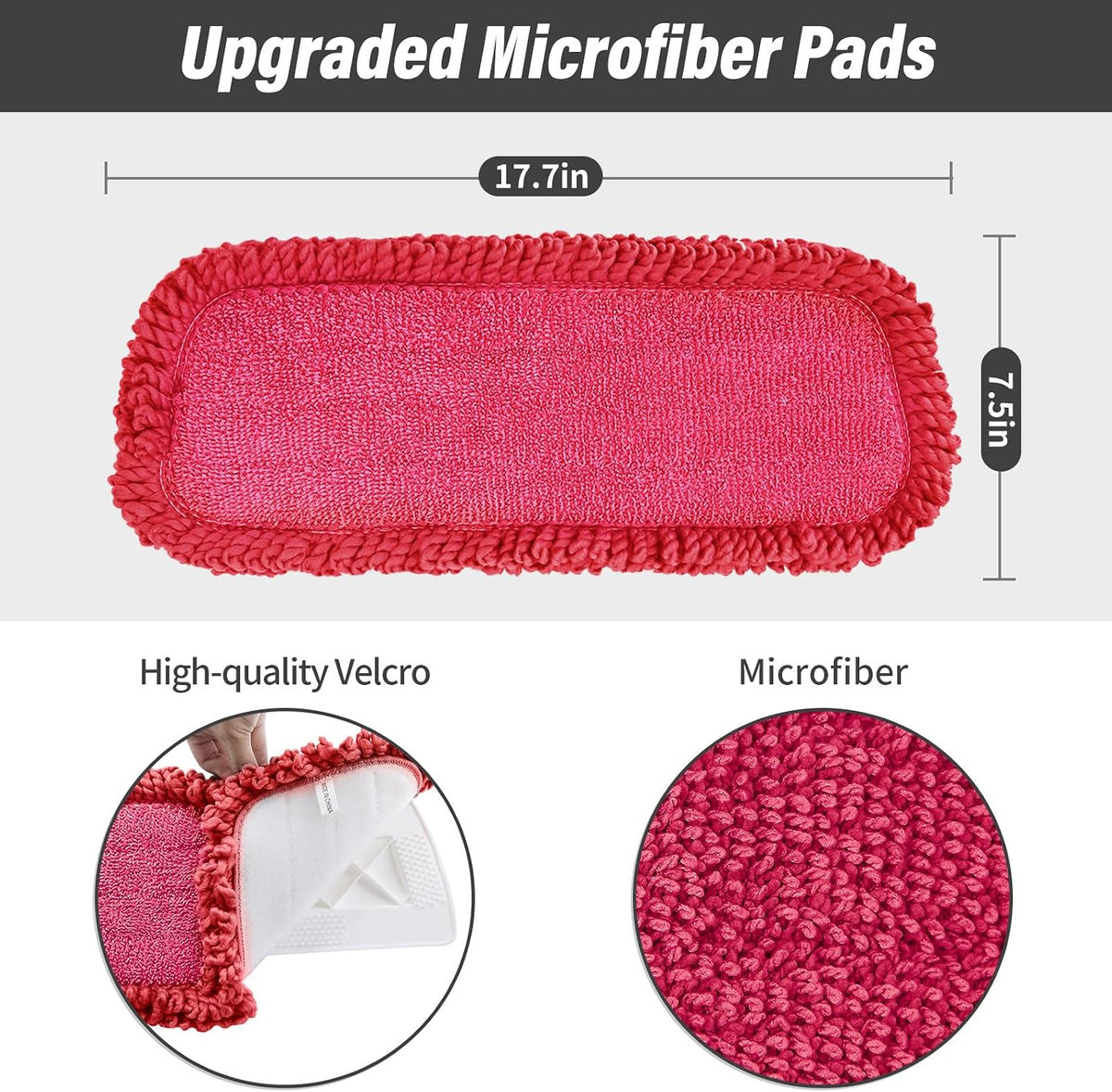 16.5" Microfiber Mop Pads Refills, 3 Pack Reusable Replacement Heads