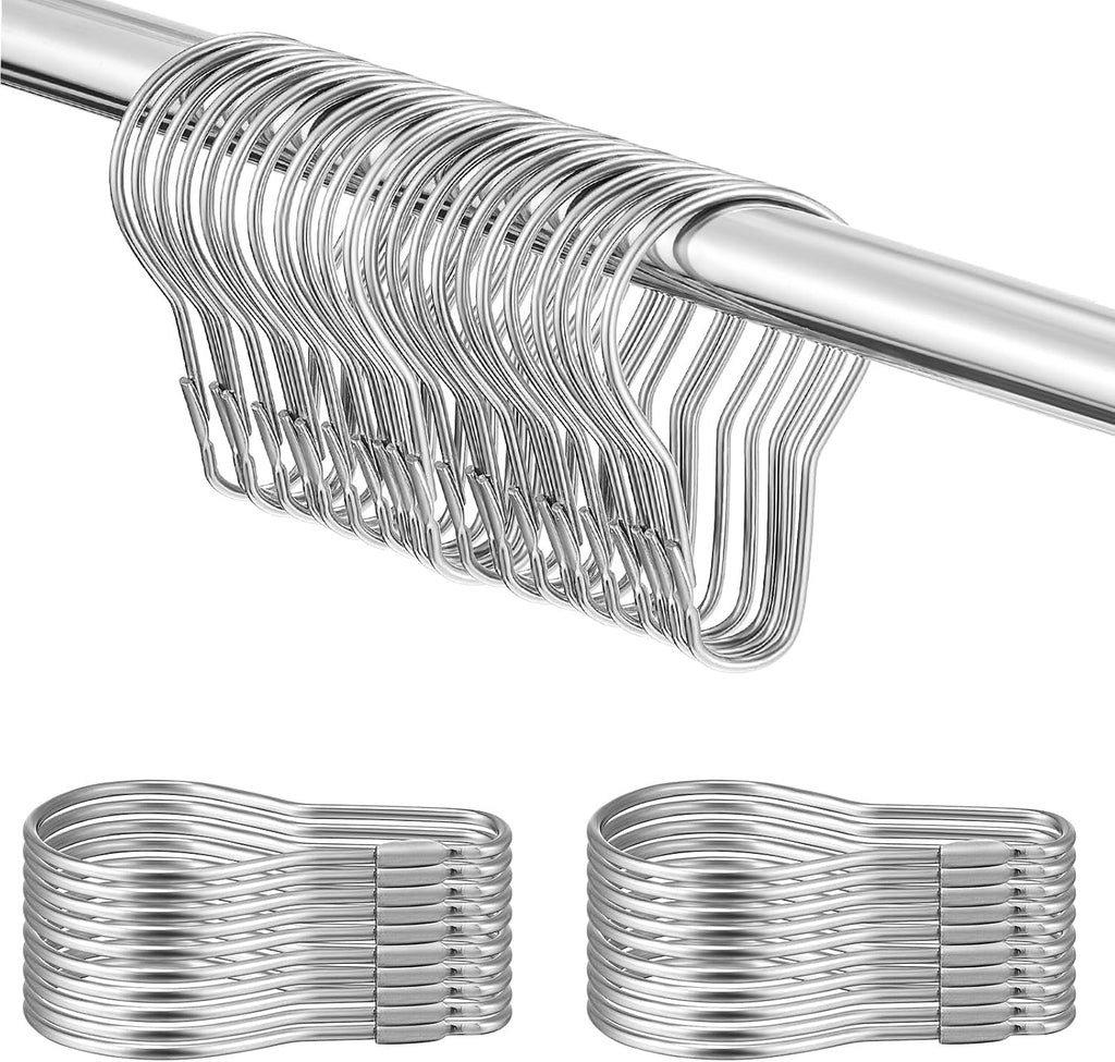 Gisafai 30 Pcs Metal Shower Curtain Hook, Hanging Shower Clips, Silver
