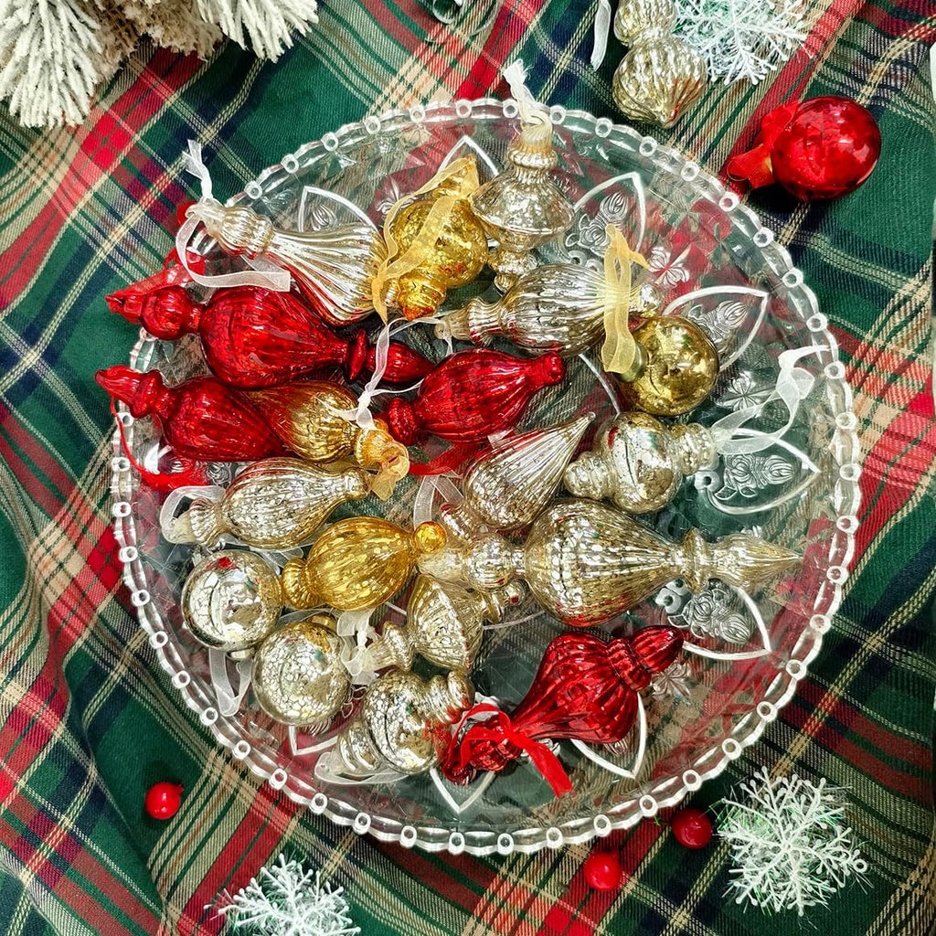 Christmas Ball Ornaments Mercury Glass Drop Ornaments Holiday Trees Wreaths & Garland Decor Silver Color Size: 1.57''-5.39''(17 Pieces)