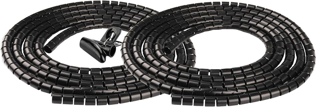 Cable Sleeve Organizer 19.7ft Cord Wire Wrap Coiled Tube Sleeve Cable Management Sleeve for Home Office PC TV Black