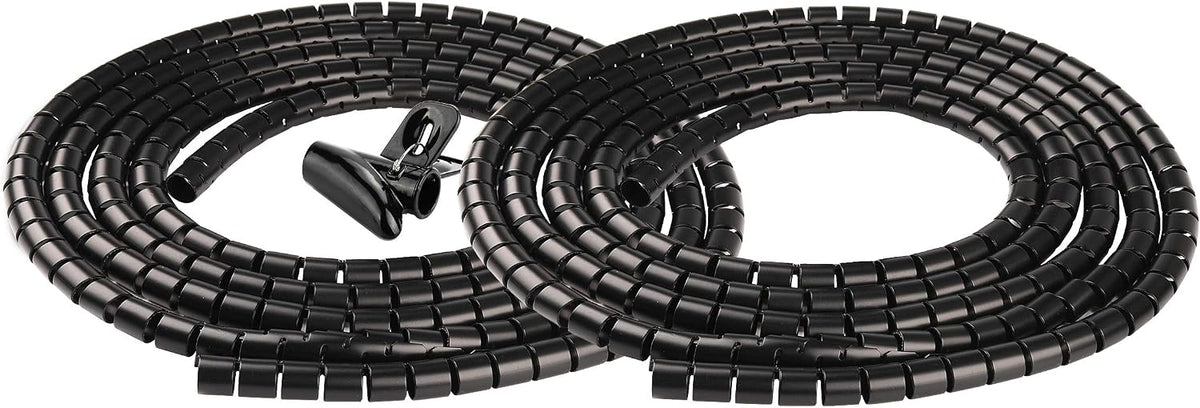 Cable Sleeve Organizer 19.7ft Cord Wire Wrap Coiled Tube Sleeve Cable Management Sleeve for Home Office PC TV Black