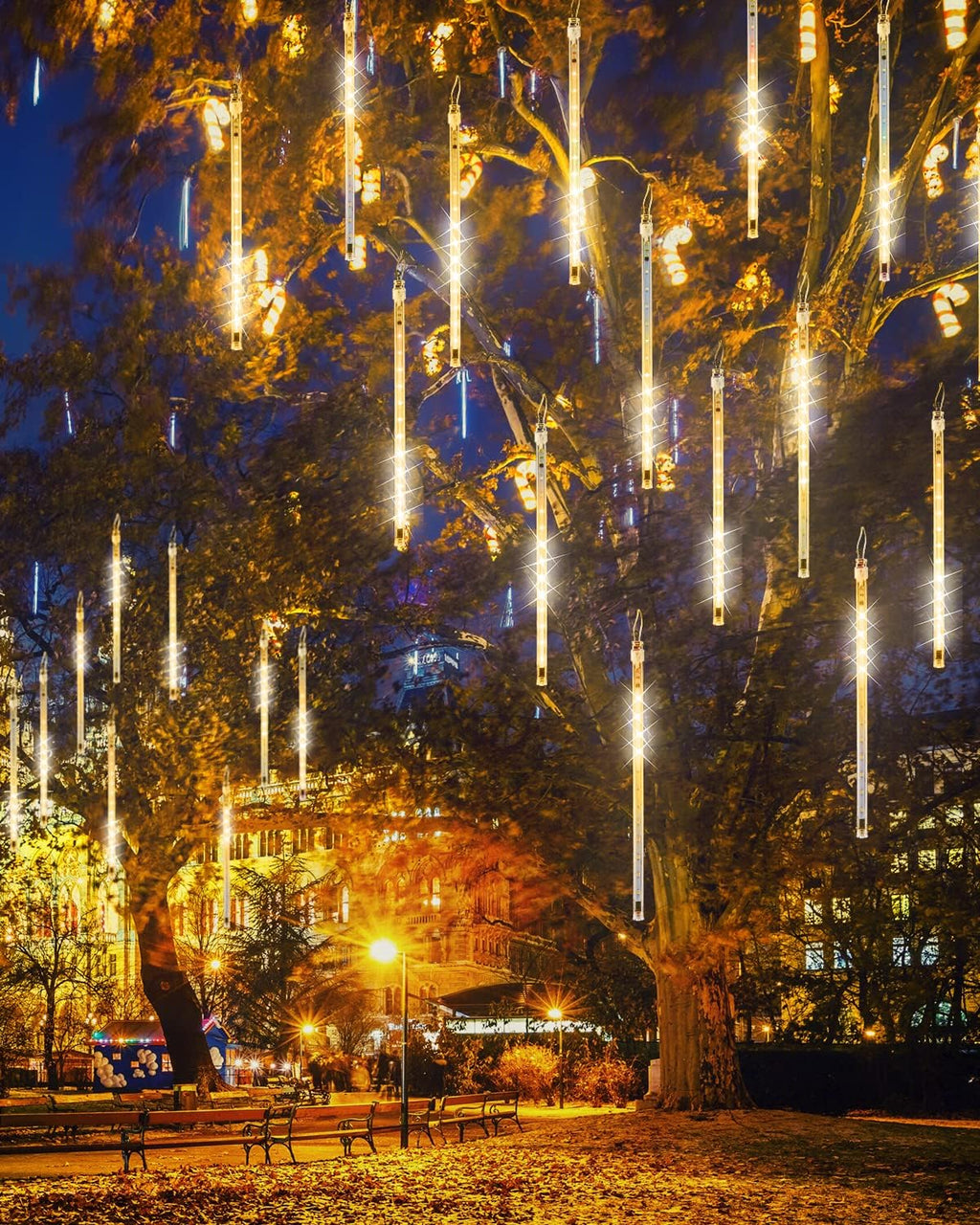 Christmas Lights 10 Tubes Warm White Meteor Shower Icicle Lights 240 LED