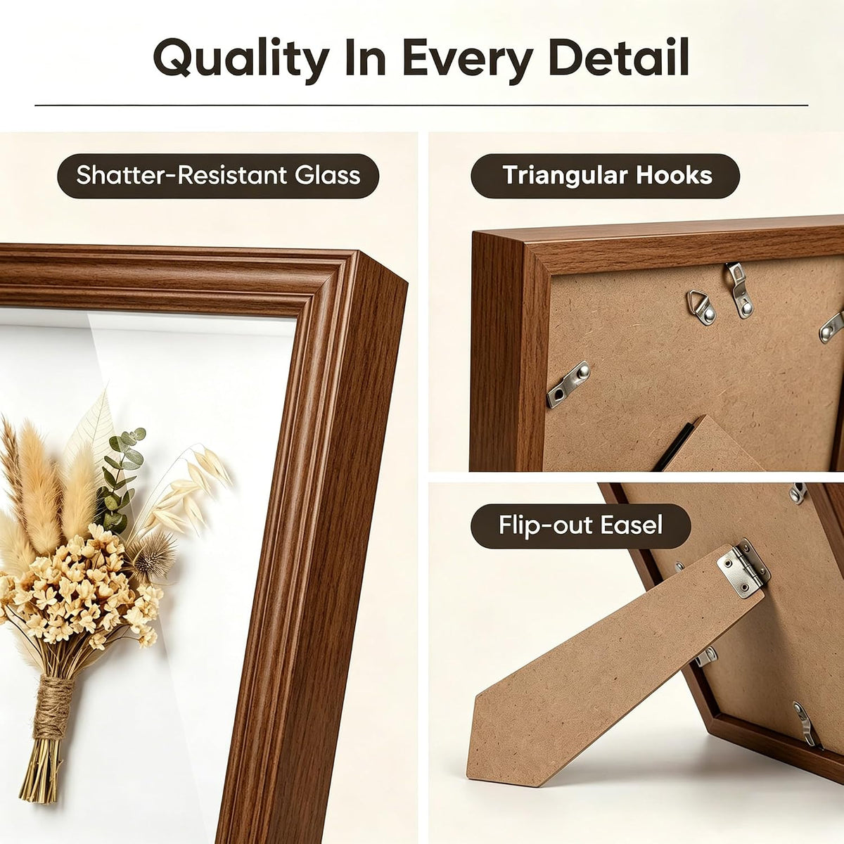 8x10 Shadow Box Frame with Shatter-Resistant Glass - 1.2" Deep ,3 Pcs