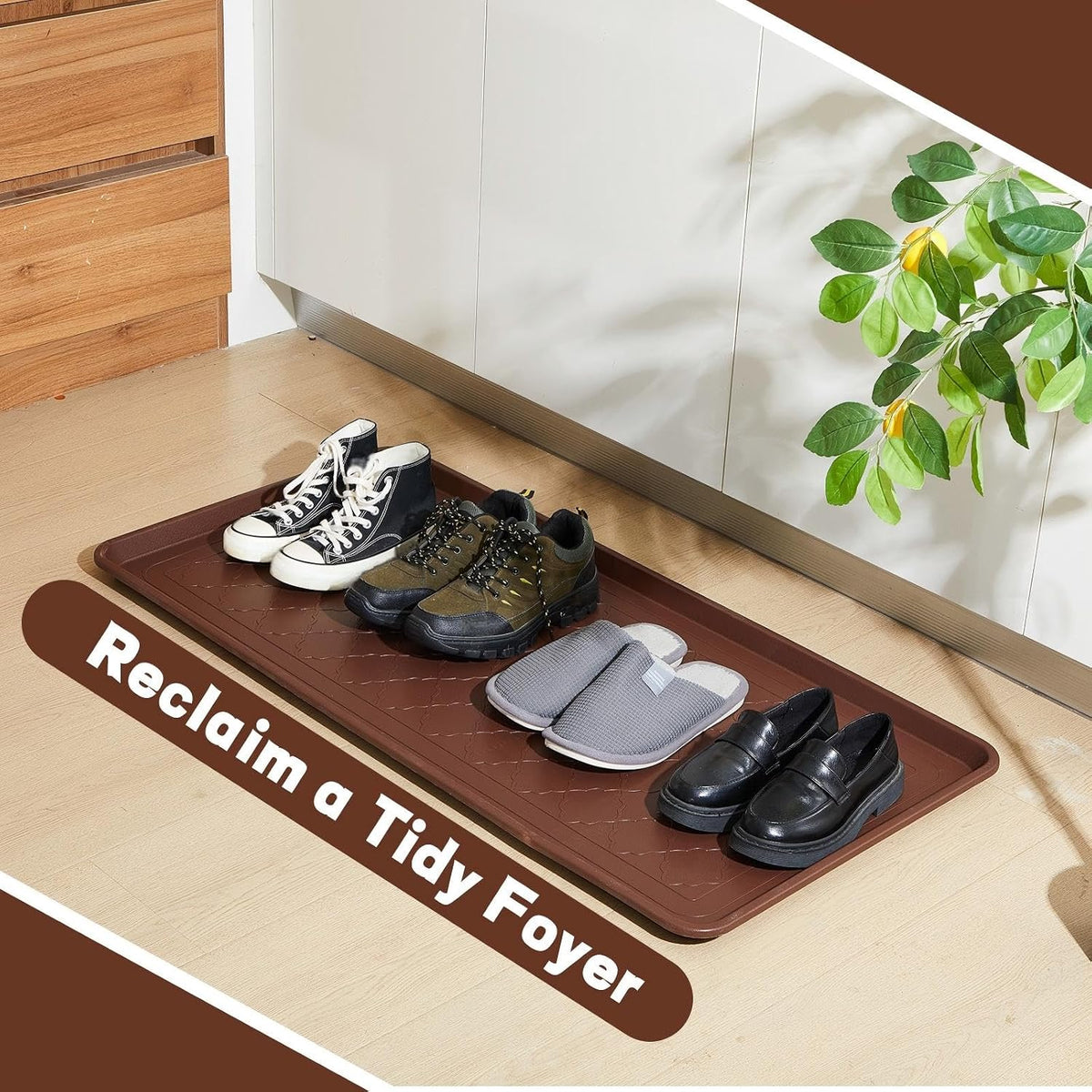 Geelin 1 Pack 40"x20" Extra Large Boot Tray, Long Shoe Mats, Brown