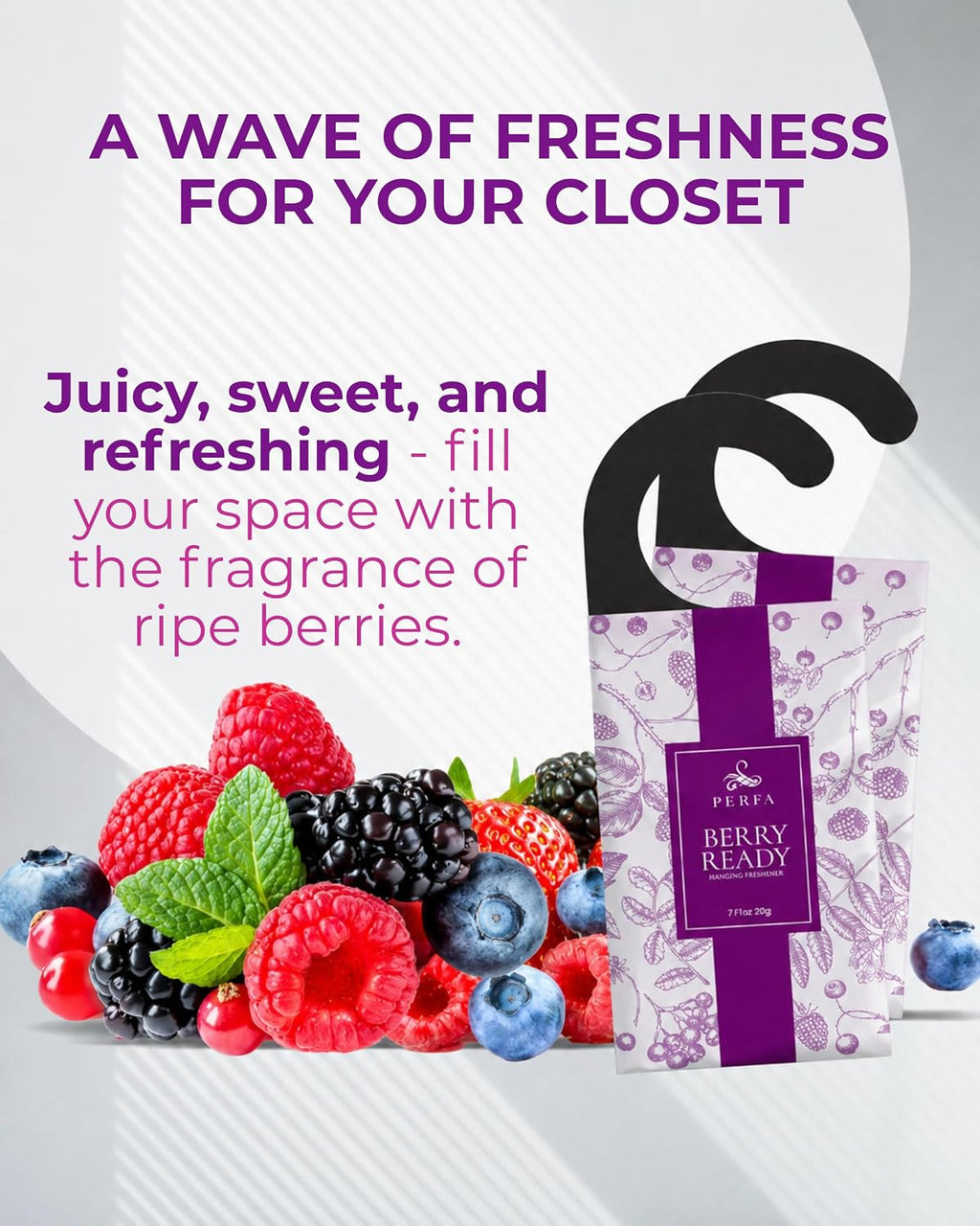 Hanging Air Freshener - Scented Sachets Closet Deodorizer, Berry 12-Pack