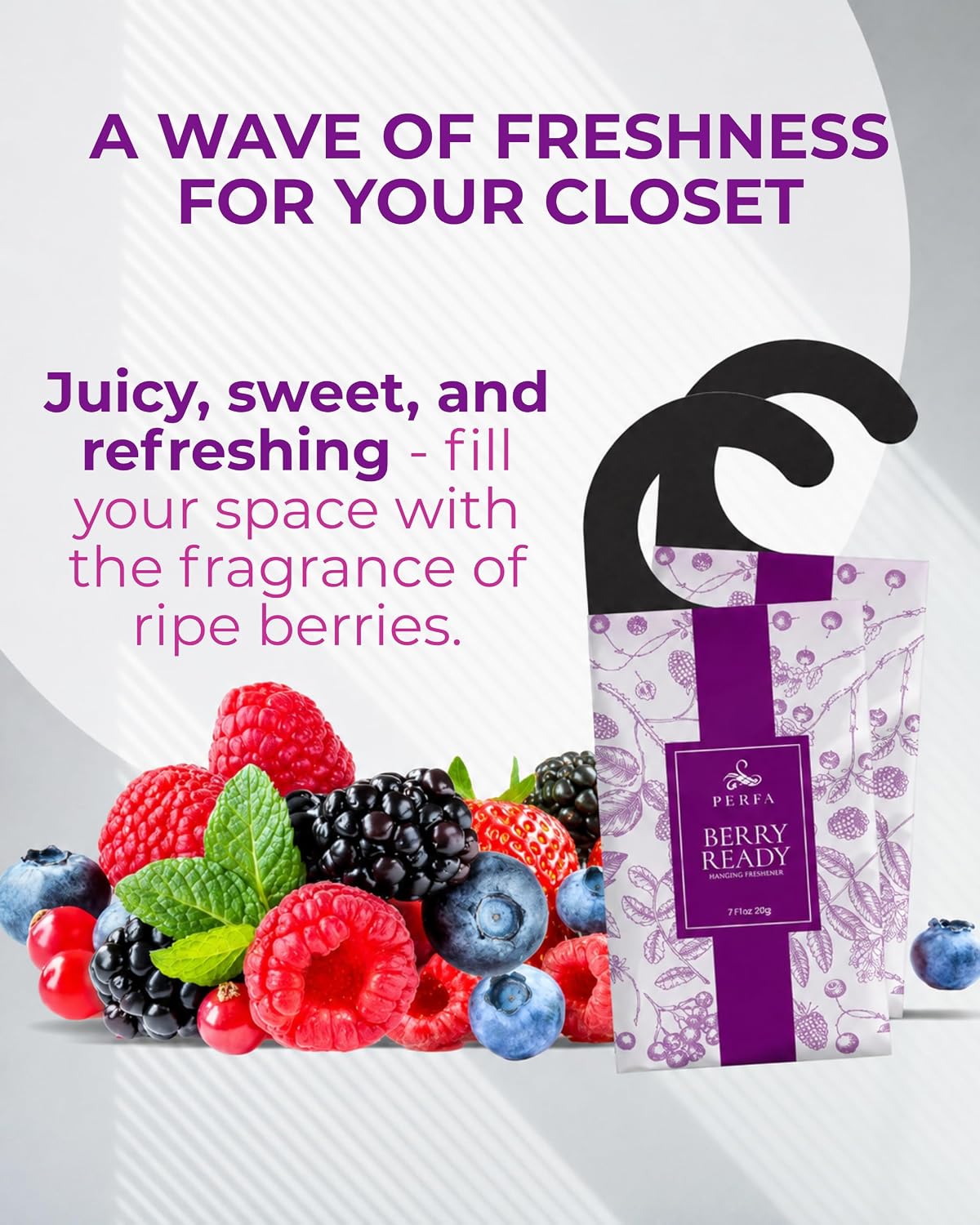 Hanging Air Freshener - Scented Sachets Closet Deodorizer, Berry 12-Pack