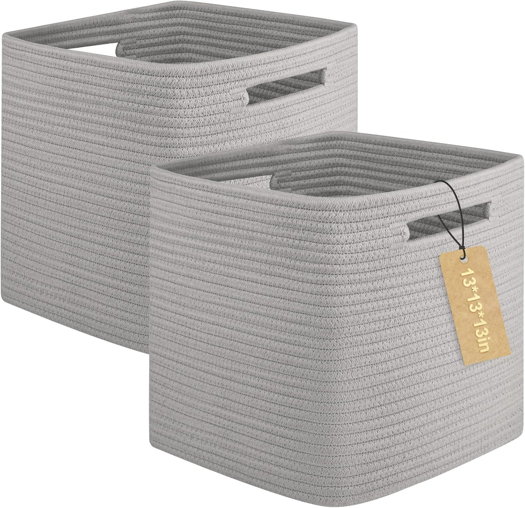 OIAHOMY 2 PACK Cube Storage Bin 13 Inch Collapsible Storage Cube Grey