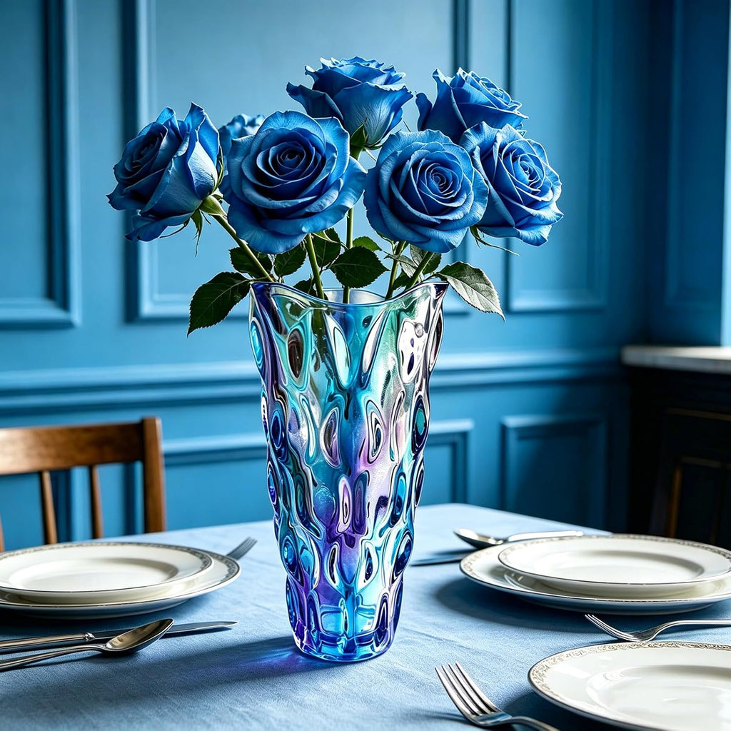 11.6" High Thickened Colorful Glass Flower Vase for Home Decor, Dining Wedding Table Office Holiday Party Centerpiece Decoration